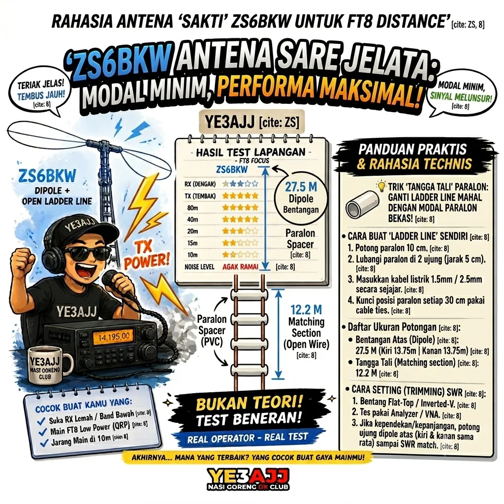 Modal Merakyat, Performa Pejabat: Rahasia Antena Homebrew ZS6BKW yang Bikin Sinyal dapur YE3AJJ Mendunia